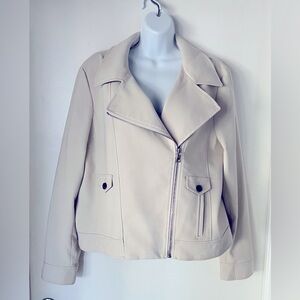 ANN TAYLOR Ecru Moto Jacket 14 NEW!